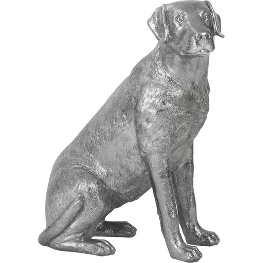 Labrador by Phillips Collection in silver and liquid silver. Made from resin in a transitional style.