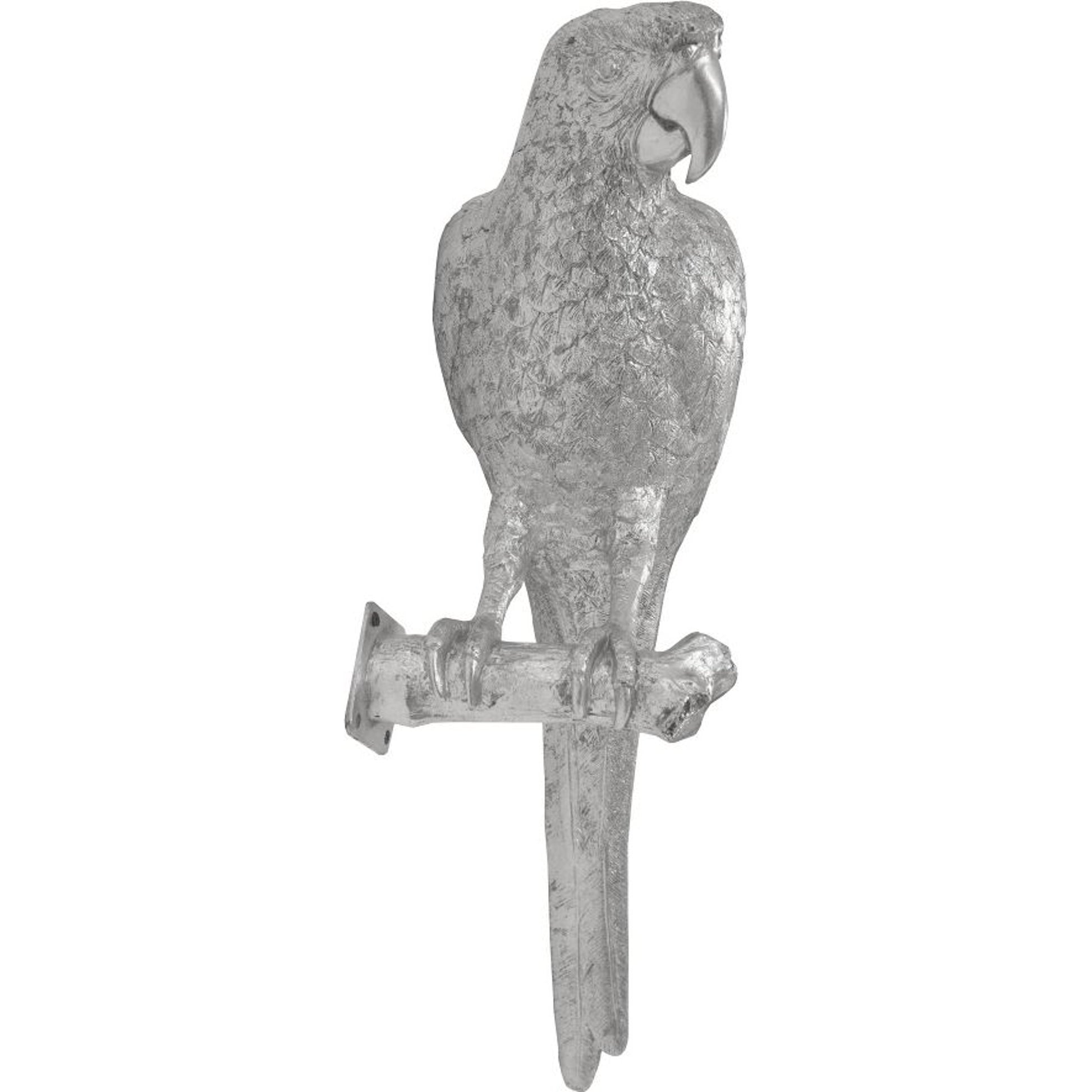 Parrot Wall Art by Phillips Collection in silver and silver leaf. Made from resin in a coastal style.