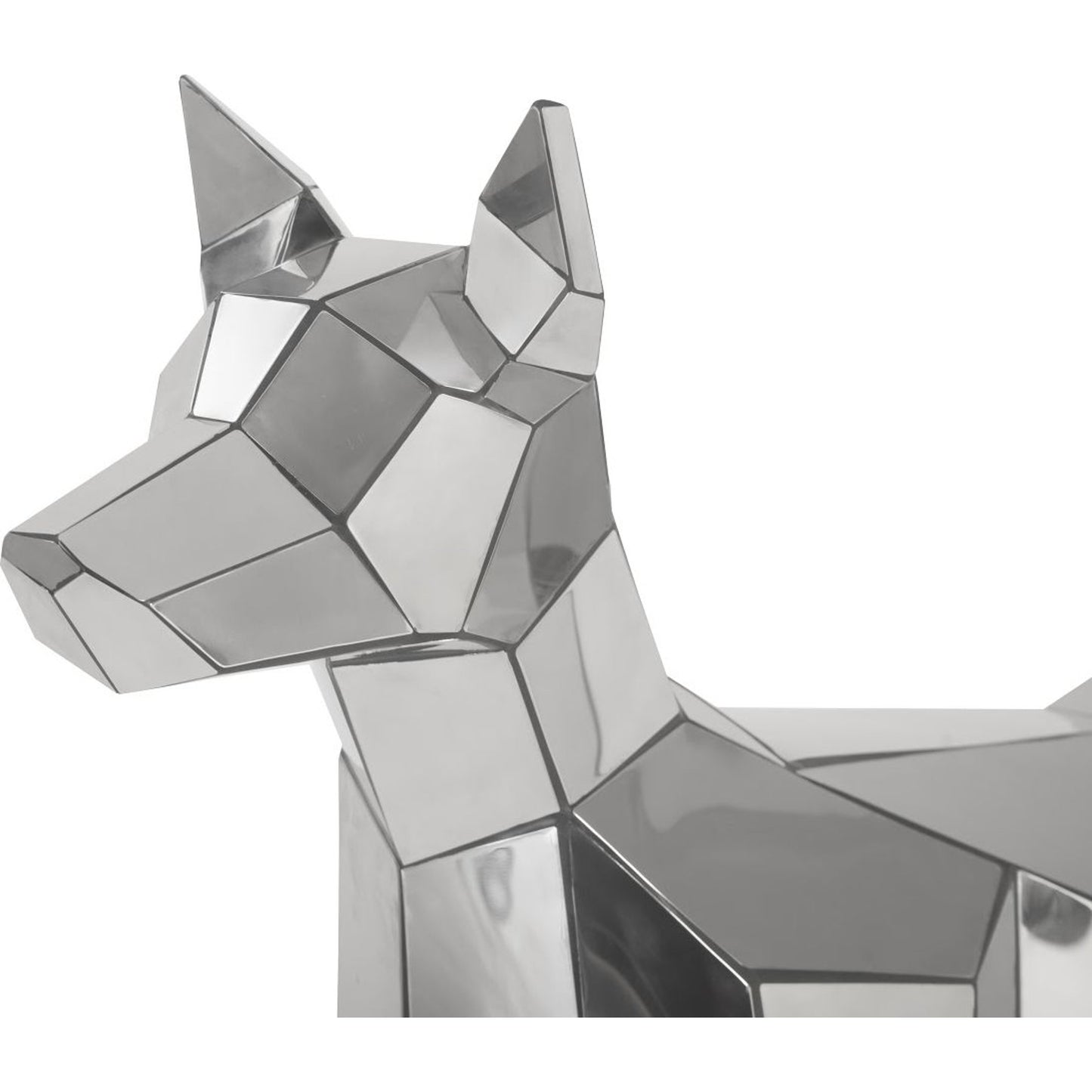 002 SR-820290 | Closeup | Crazy Cut Dog by Phillips Collection in silver. Made from metal in a modern style.