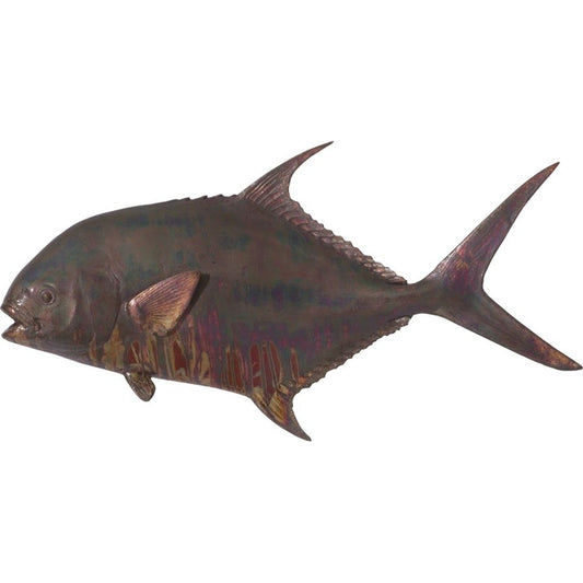 Permit Fish Wall Sculpture by Phillips Collection in brown and copper patina. Made from resin in a coastal style.