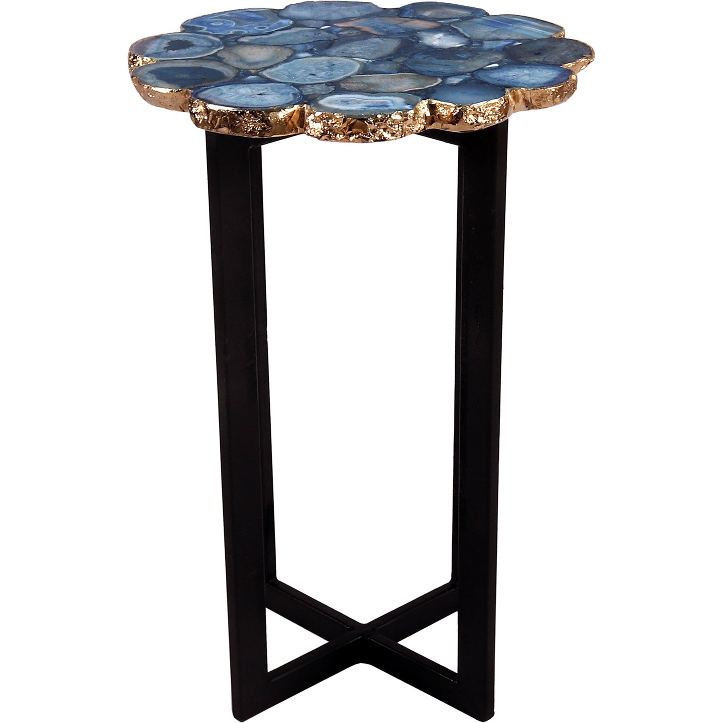 003 SR-757129 | Additional Silo | Azul Agate Accent Table by Moe's Home Collection in top- blue agate base - black ms and powder coated. Made from metal, blue agate, steel base in a coastal style.