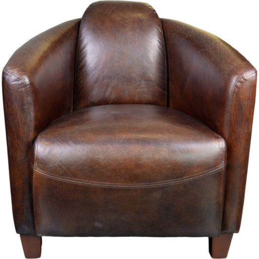 Salzburg Club by Moe's Home Collection in dark brown. Made from top grain leather, birch wood frame in a rustic style.