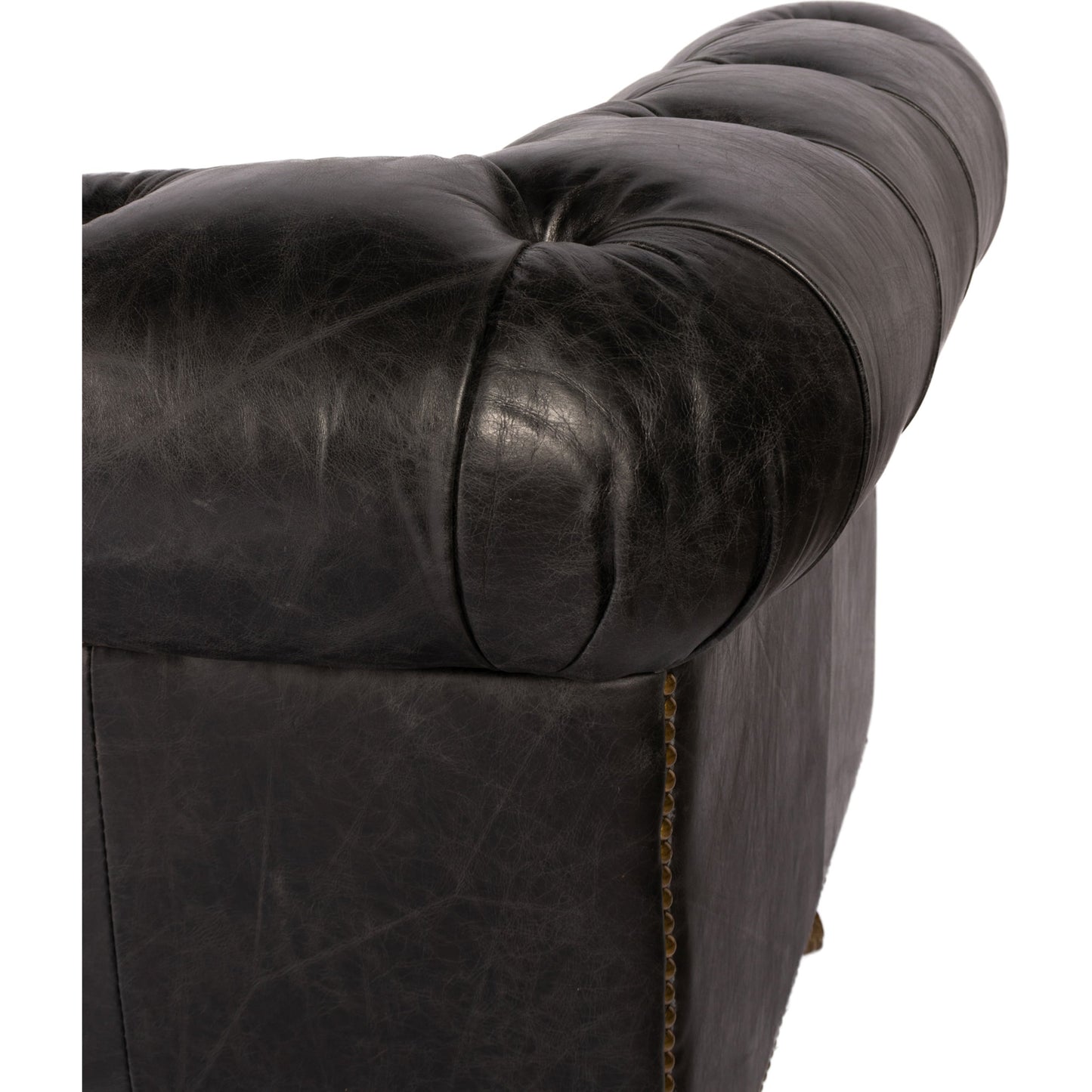 014 S-699856 | Closeup | Birmingham Sofa by Moe's Home Collection. Made from top grain leather, hardwood, plywood frame in a traditional style.