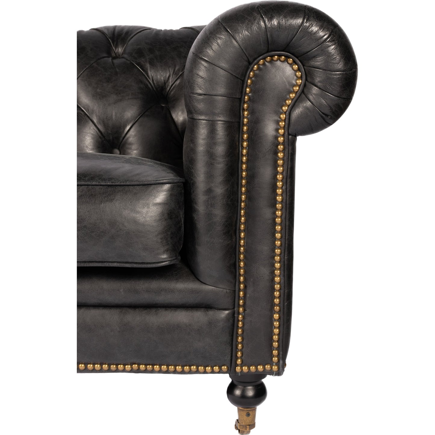 013 S-699856 | Closeup | Birmingham Sofa by Moe's Home Collection. Made from top grain leather, hardwood, plywood frame in a traditional style.