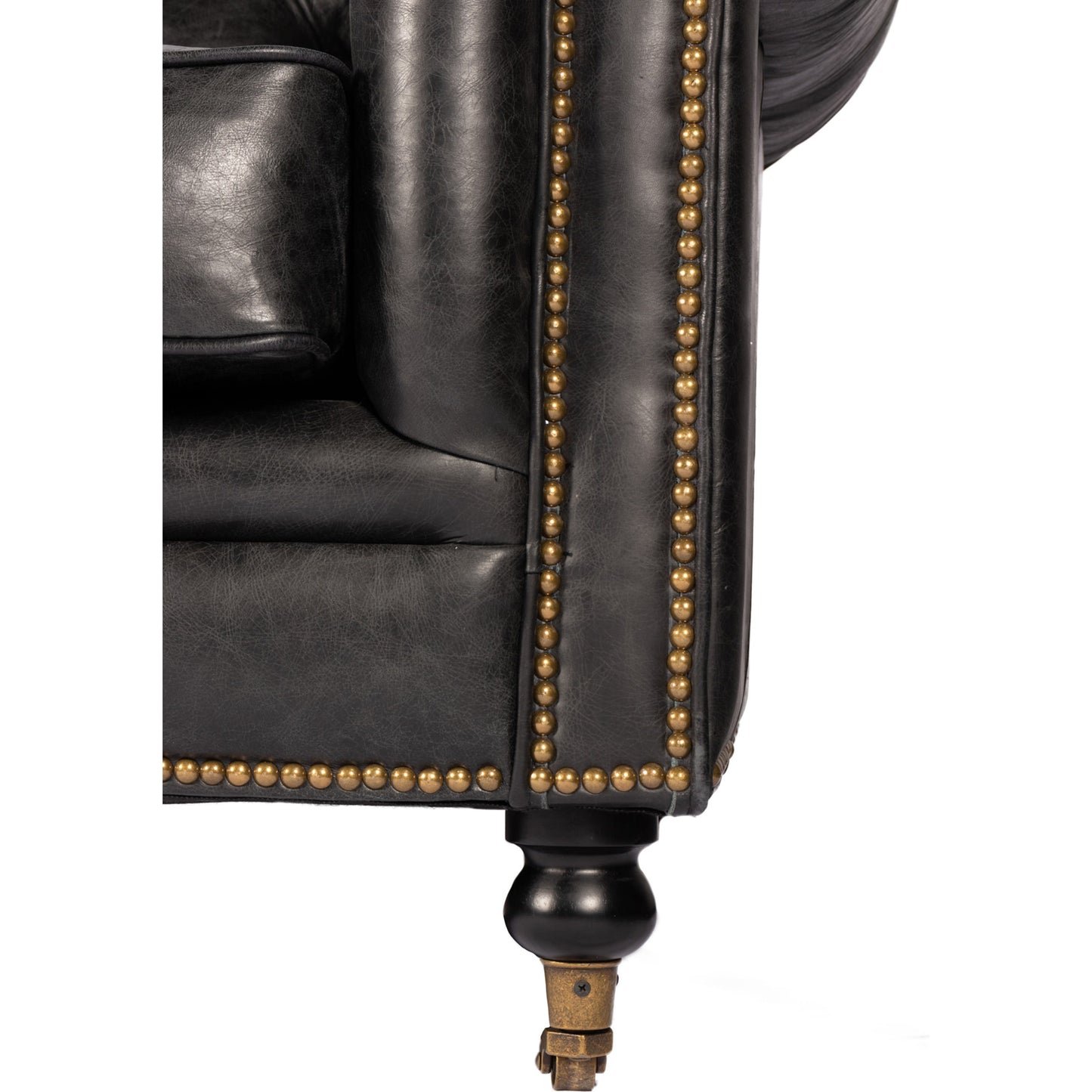 010 S-699856 | Closeup | Birmingham Sofa by Moe's Home Collection. Made from top grain leather, hardwood, plywood frame in a traditional style.