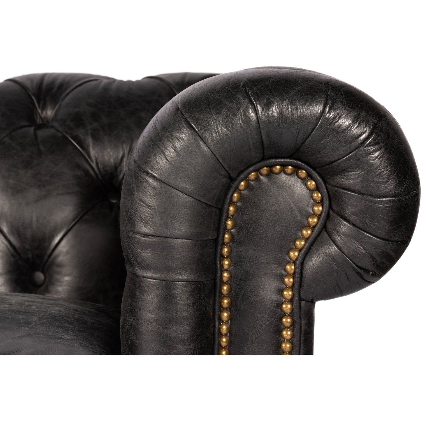 010 S-699856 | Closeup | Birmingham Sofa by Moe's Home Collection. Made from top grain leather, hardwood, plywood frame in a traditional style.