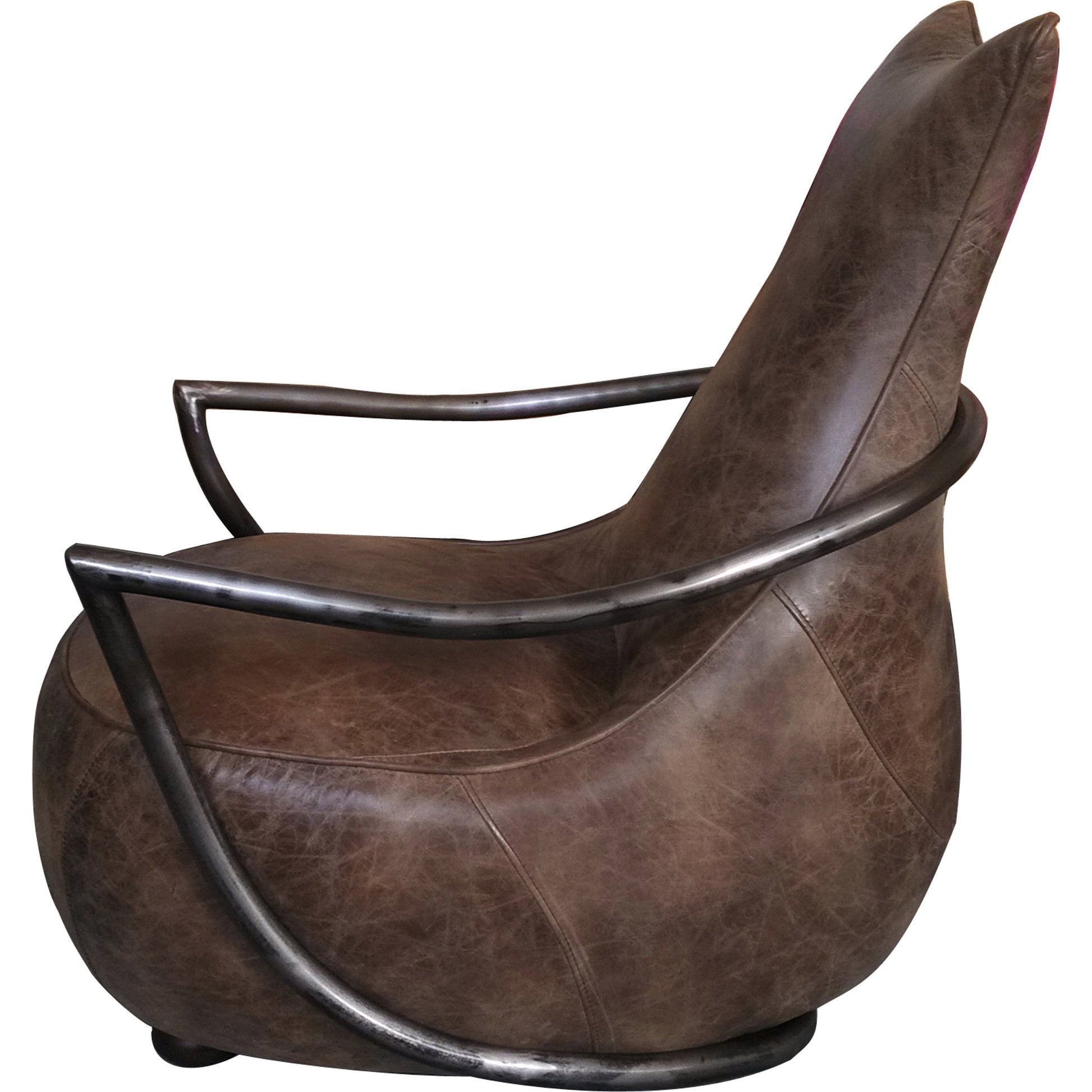 Carlisle Club Chair by Moe's Home Collection in brown. Made from top grain leather, iron frame in a modern style.