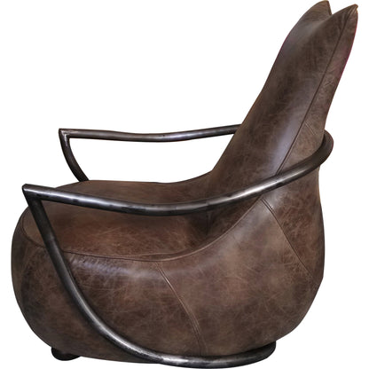 Carlisle Club Chair by Moe's Home Collection in brown. Made from top grain leather, iron frame in a modern style.