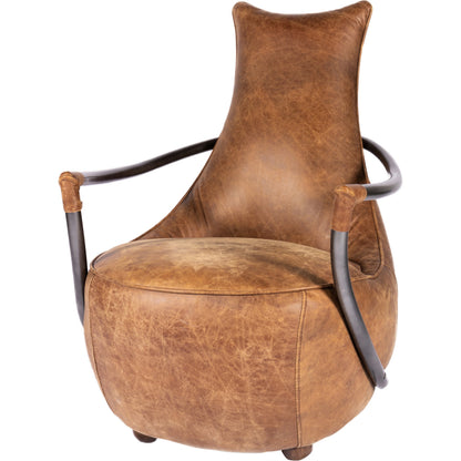 Carlisle Club Chair by Moe's Home Collection in brown. Made from top grain leather, iron frame in a modern style.