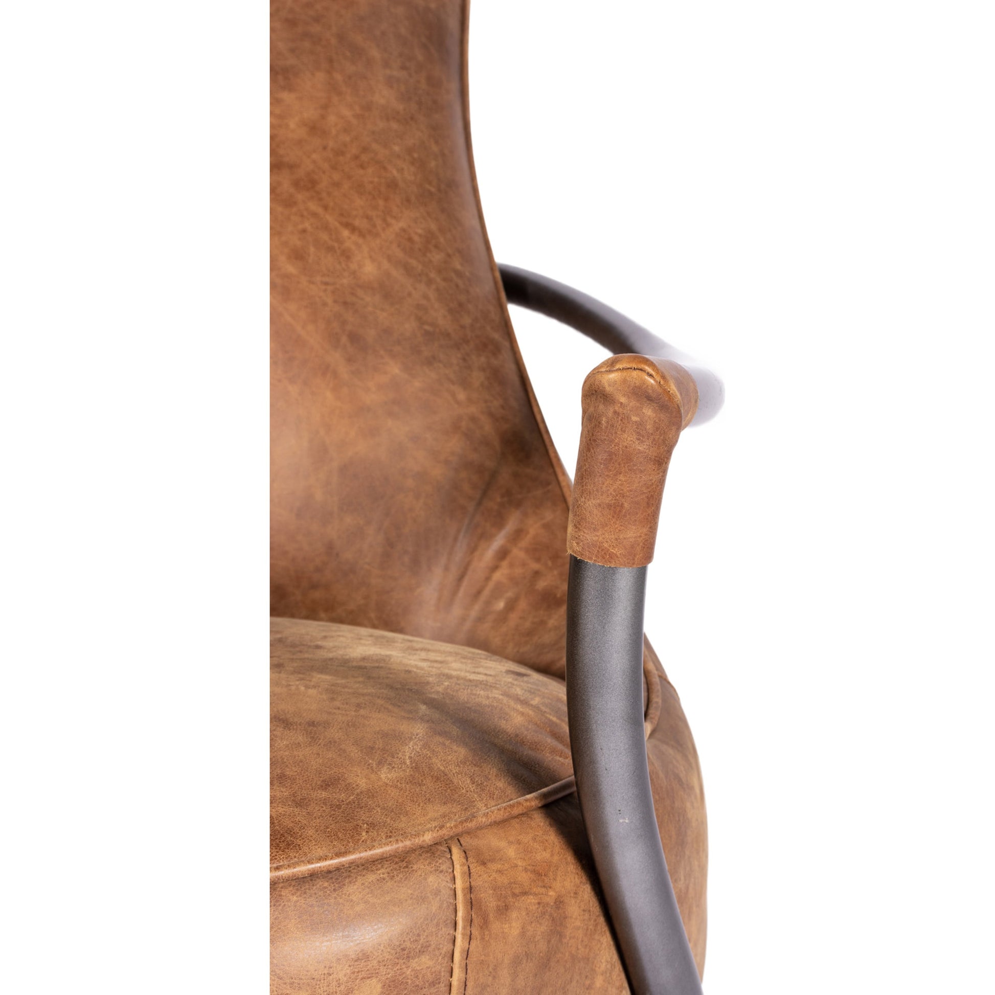Carlisle Club Chair by Moe's Home Collection in brown. Made from top grain leather, iron frame in a modern style.