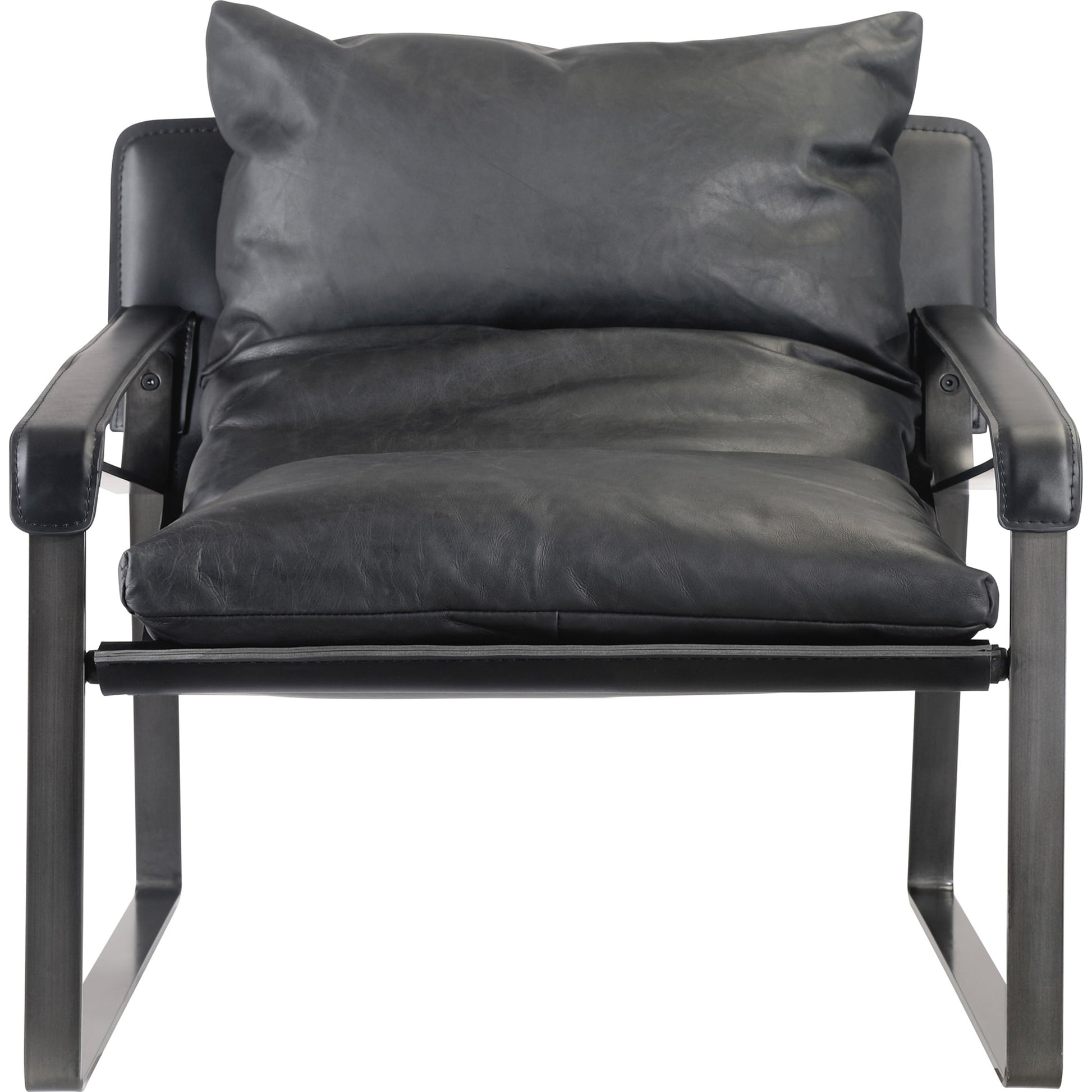 Connor Club Chair Open Road Leather by Moe's Home Collection. Made from upholstery: top-grain leather, iron frame, bonded leather cushion support, foam, feather fill in a modern style.