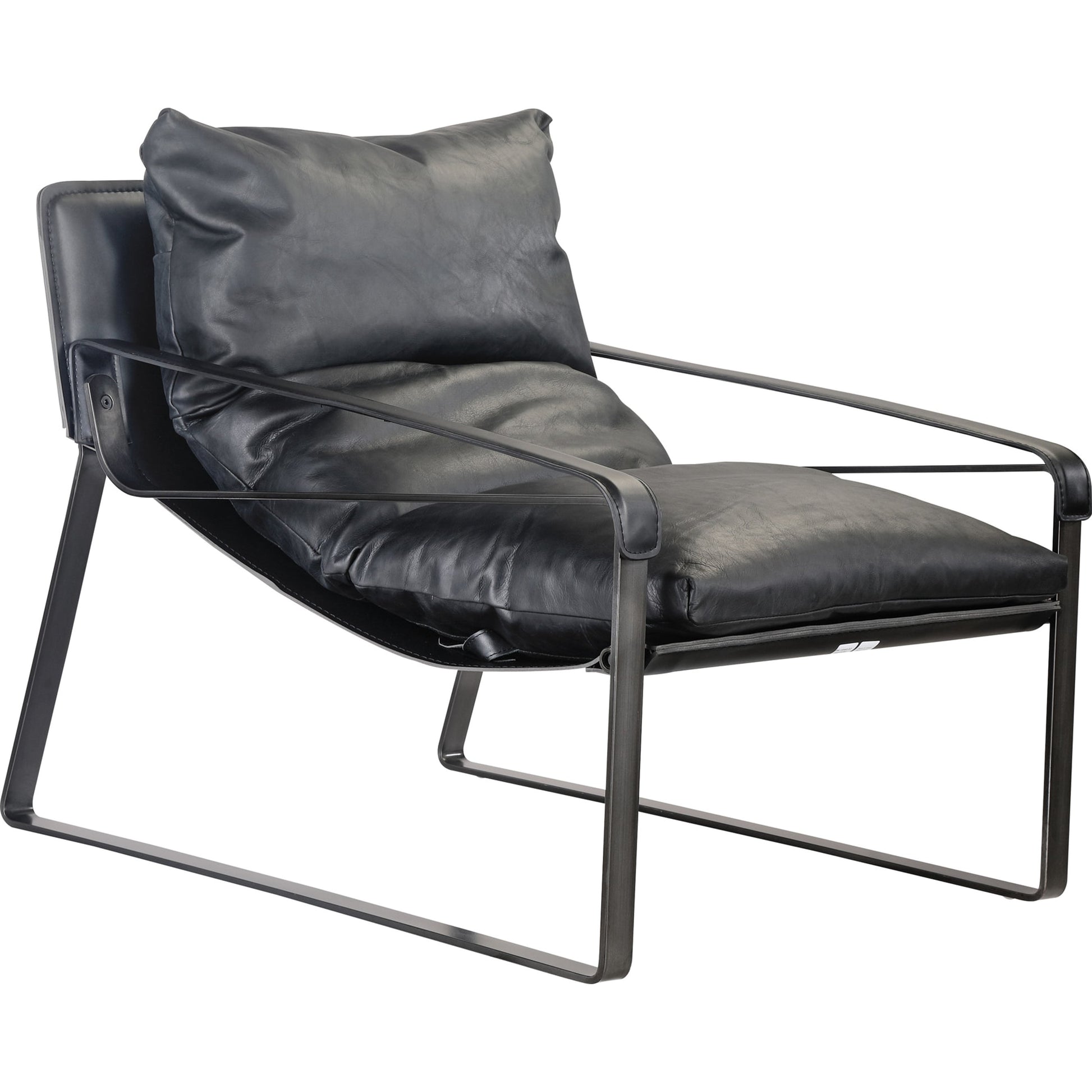 Connor Club Chair Open Road Leather by Moe's Home Collection. Made from upholstery: top-grain leather, iron frame, bonded leather cushion support, foam, feather fill in a modern style.