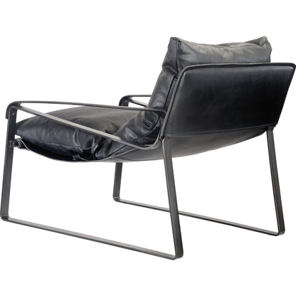 Connor Club Chair Open Road Leather by Moe's Home Collection. Made from upholstery: top-grain leather, iron frame, bonded leather cushion support, foam, feather fill in a modern style.