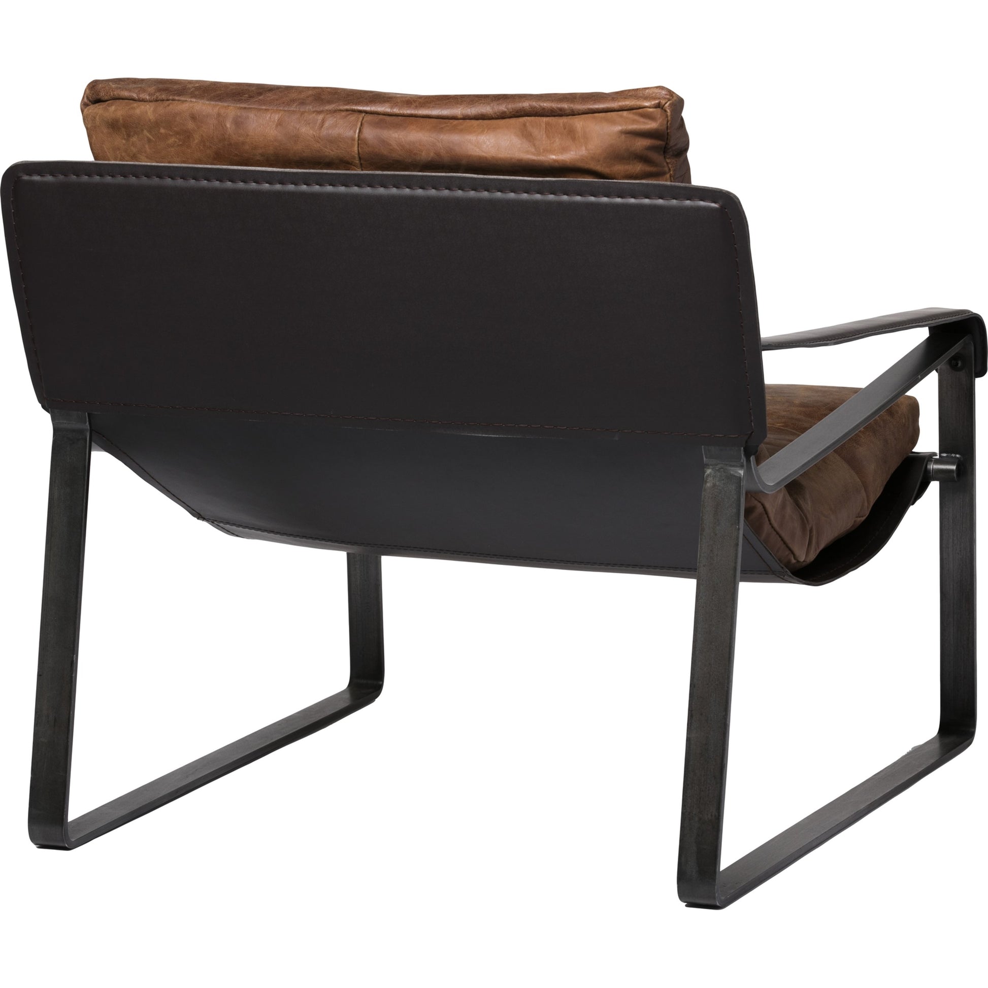 Connor Club Chair Open Road Leather by Moe's Home Collection. Made from upholstery: top-grain leather, iron frame, bonded leather cushion support, foam, feather fill in a modern style.