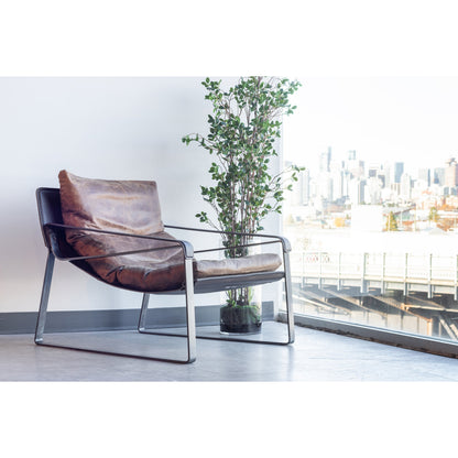 Connor Club Chair Open Road Leather by Moe's Home Collection. Made from upholstery: top-grain leather, iron frame, bonded leather cushion support, foam, feather fill in a modern style.