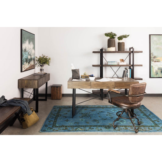 Foster Swivel Desk Chair by Moe's Home Collection in light brown and na. Made from top grain leather, plywood frame in a modern style.