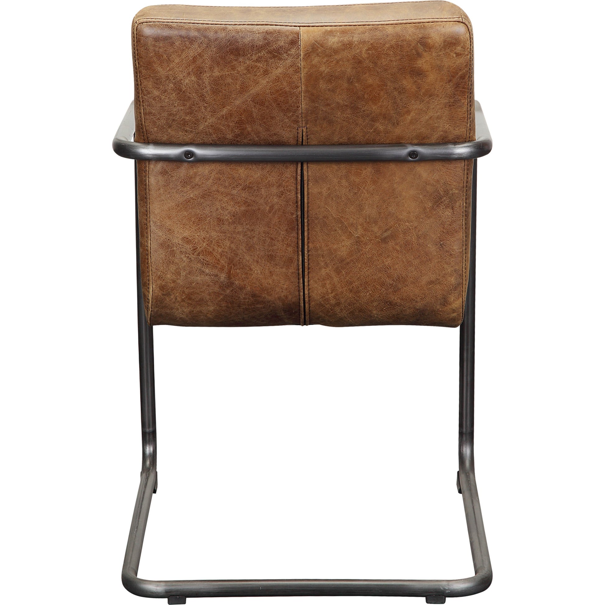 Ansel Arm Chair (Set of 2) by Moe's Home Collection in light brown. Made from full leather, iron frame, fireproof foam in a modern style.