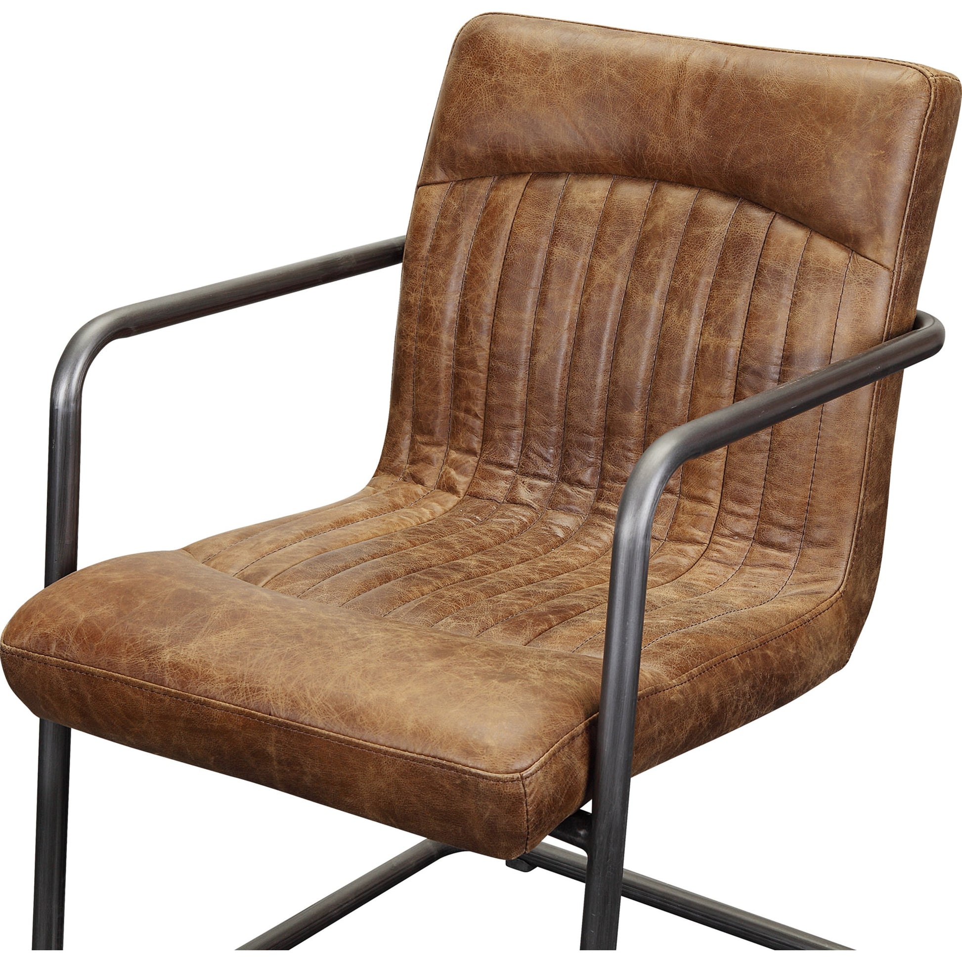 Ansel Arm Chair (Set of 2) by Moe's Home Collection in light brown. Made from full leather, iron frame, fireproof foam in a modern style.