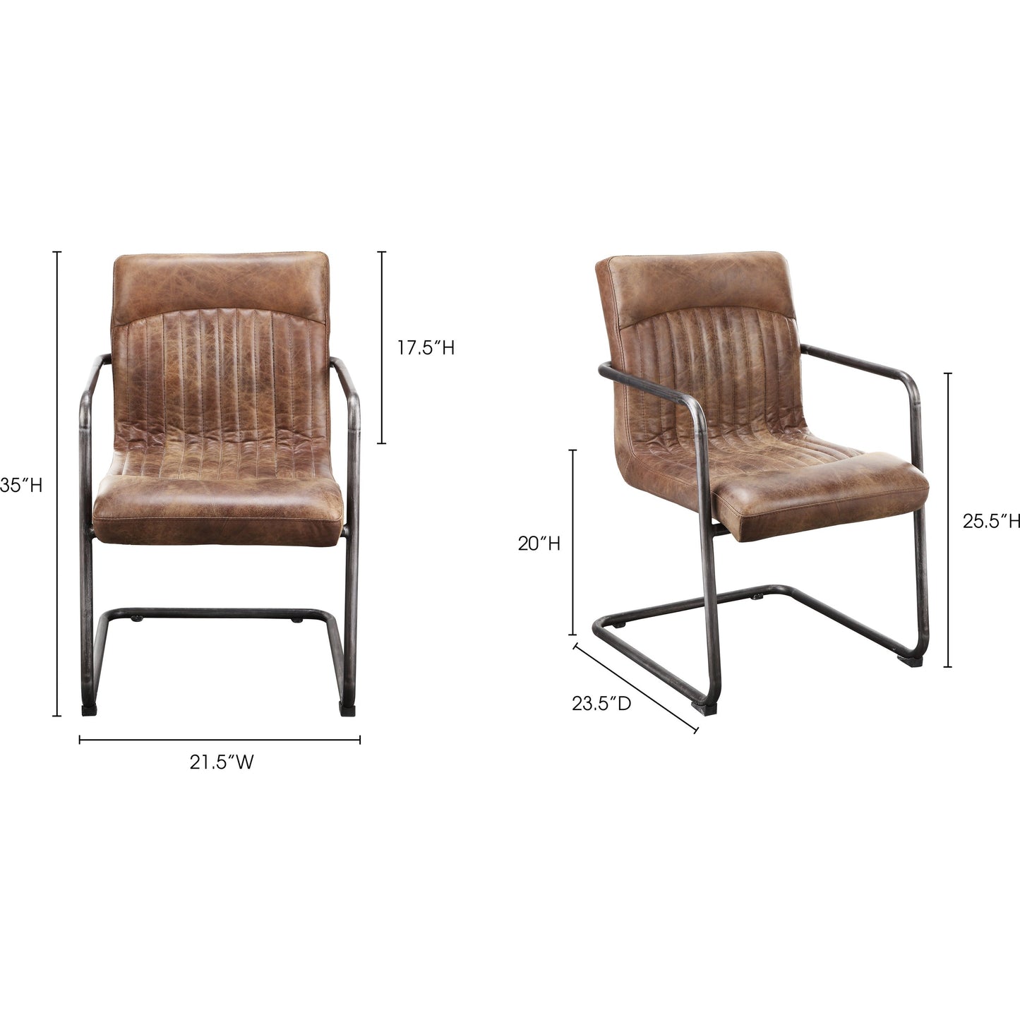 003 S-699887 | Additional Silo | Ansel Arm Chair (Set of 2) by Moe's Home Collection in light brown. Made from full leather, iron frame, fireproof foam in a modern style.