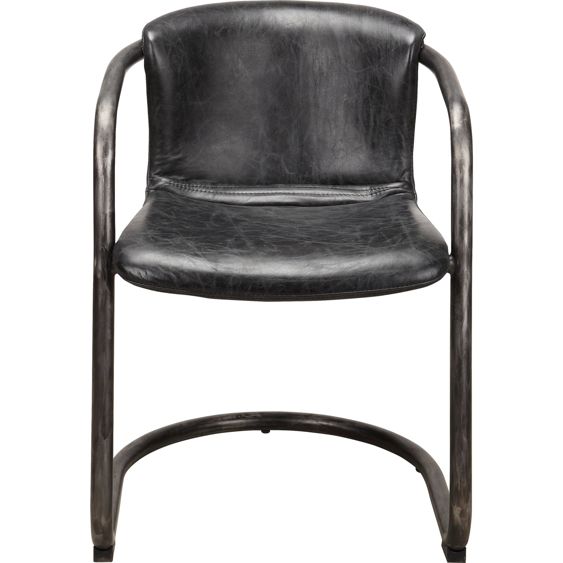 Freeman Dining Chair (Set of 2) by Moe's Home Collection in black. Made from top grain leather, iron frame, plywood in a modern style.