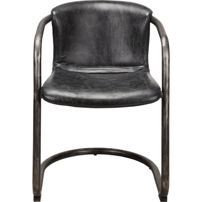 Freeman Dining Chair (Set of 2) by Moe's Home Collection in black. Made from top grain leather, iron frame, plywood in a modern style.