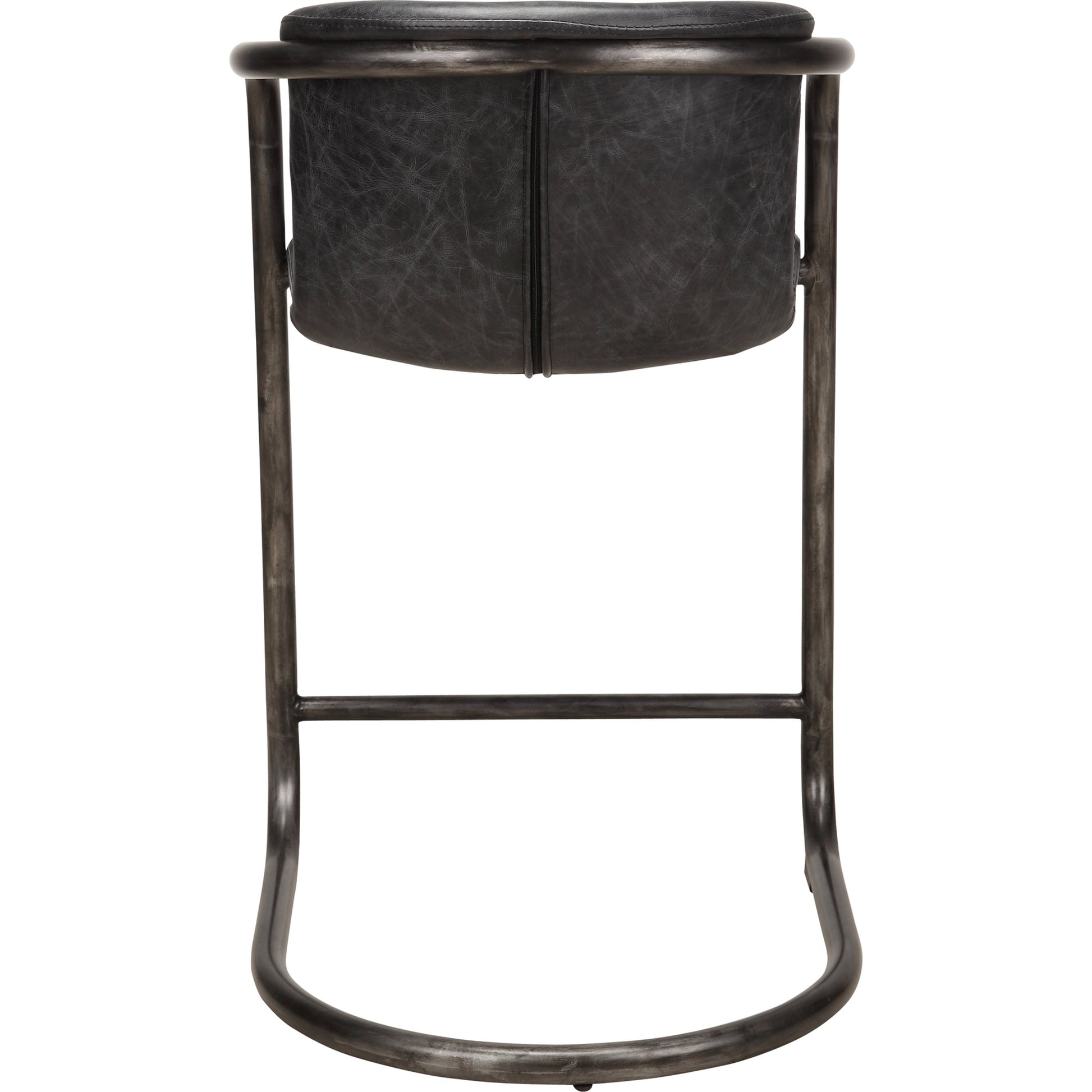 Freeman Counter Stool (Set of 2) by Moe's Home Collection. Made from top grain leather, iron frame in a modern style.
