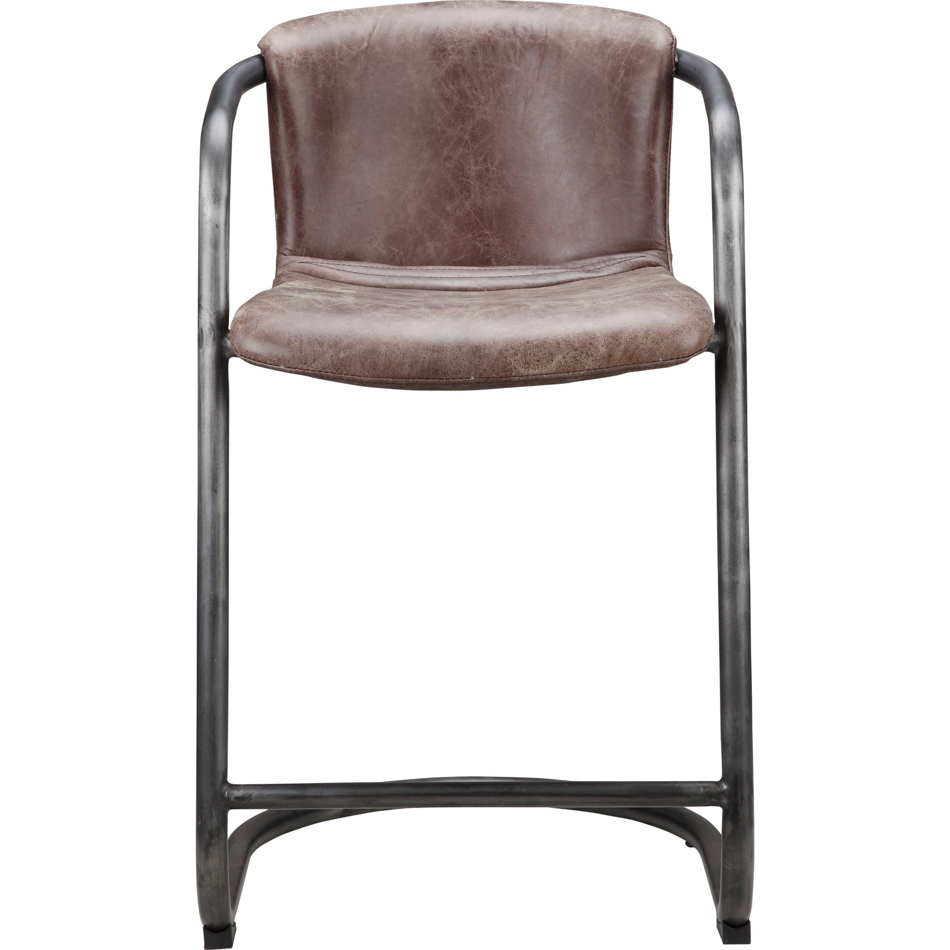 Freeman Counter Stool (Set of 2) by Moe's Home Collection. Made from top grain leather, iron frame in a modern style.