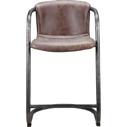 Freeman Counter Stool (Set of 2) by Moe's Home Collection. Made from top grain leather, iron frame in a modern style.