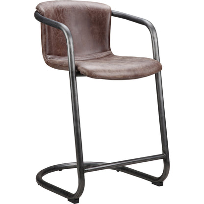 Freeman Counter Stool (Set of 2) by Moe's Home Collection. Made from top grain leather, iron frame in a modern style.
