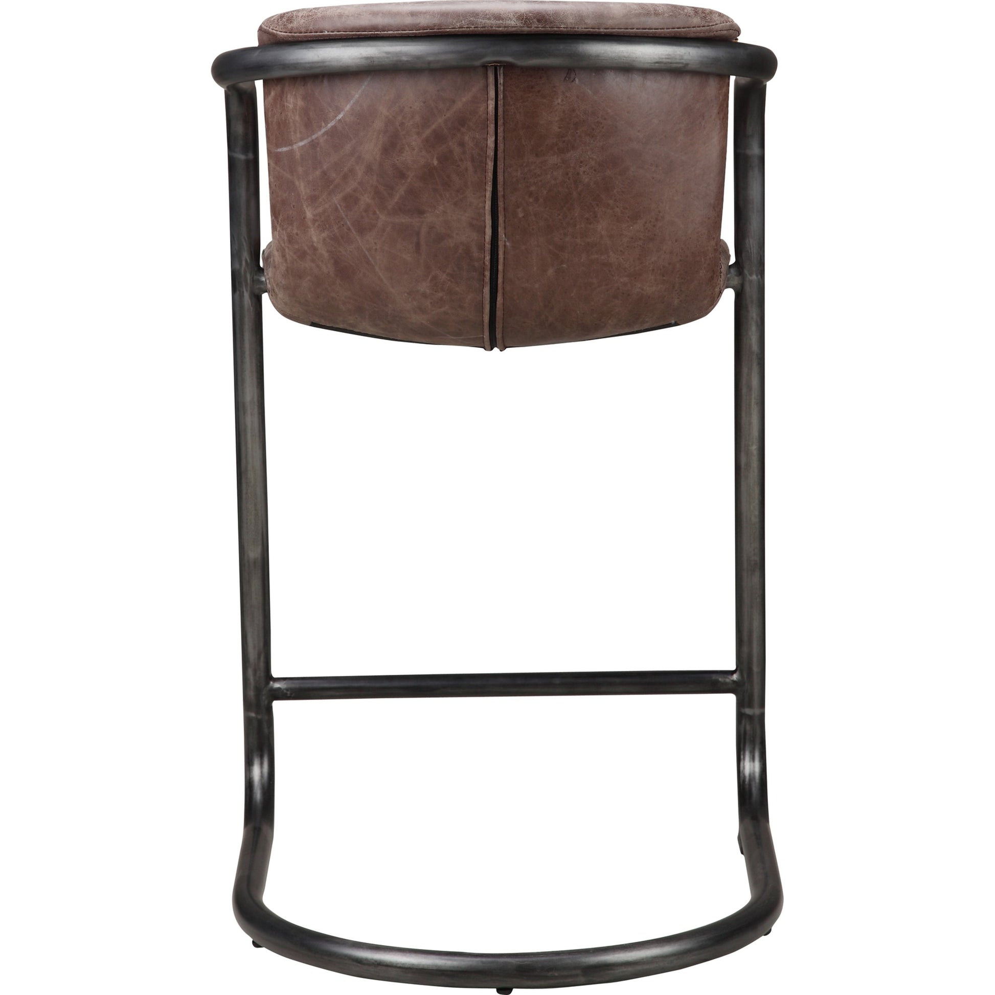 Freeman Counter Stool (Set of 2) by Moe's Home Collection. Made from top grain leather, iron frame in a modern style.