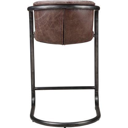 Freeman Counter Stool (Set of 2) by Moe's Home Collection. Made from top grain leather, iron frame in a modern style.