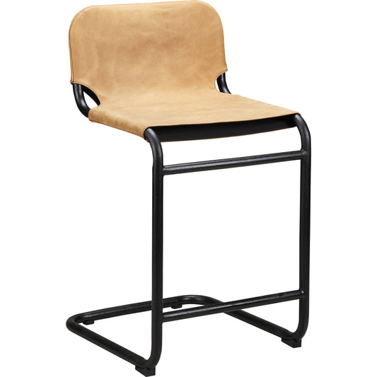 Baker Counter Stool Tan (Set of 2) by Moe's Home Collection in tan. Made from top grain leather, iron in a modern style.