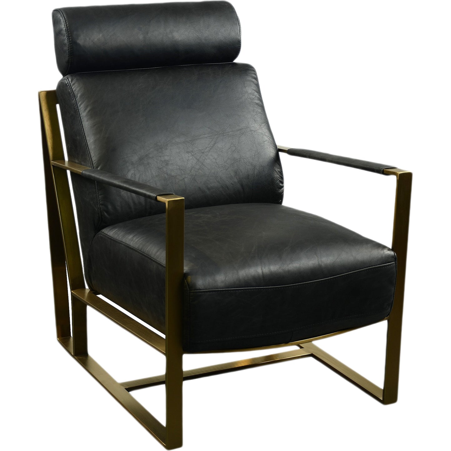 000 S-263890 | Primary Silo | Paradiso Chair by Moe's Home Collection in black. Made from top grain leather, ca standard foam: density 35-40kg, stainless steel (gold finished) in a modern style.