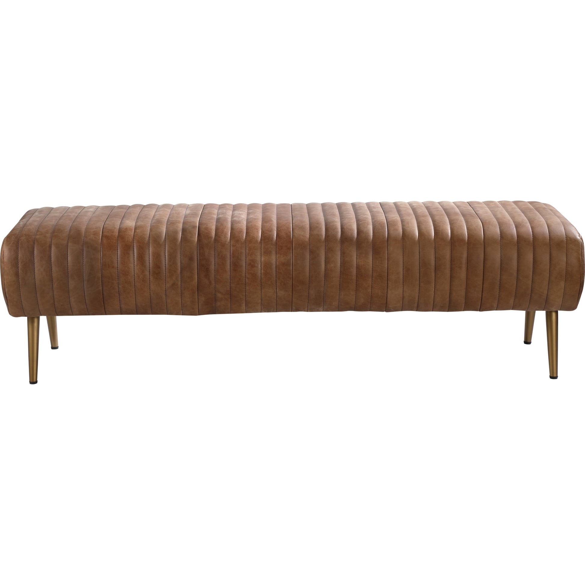 Endora Bench by Moe's Home Collection. Made from top grain leather, iron legs, foam, plywood in a modern style.