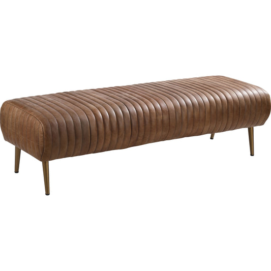 Endora Bench by Moe's Home Collection. Made from top grain leather, iron legs, foam, plywood in a modern style.