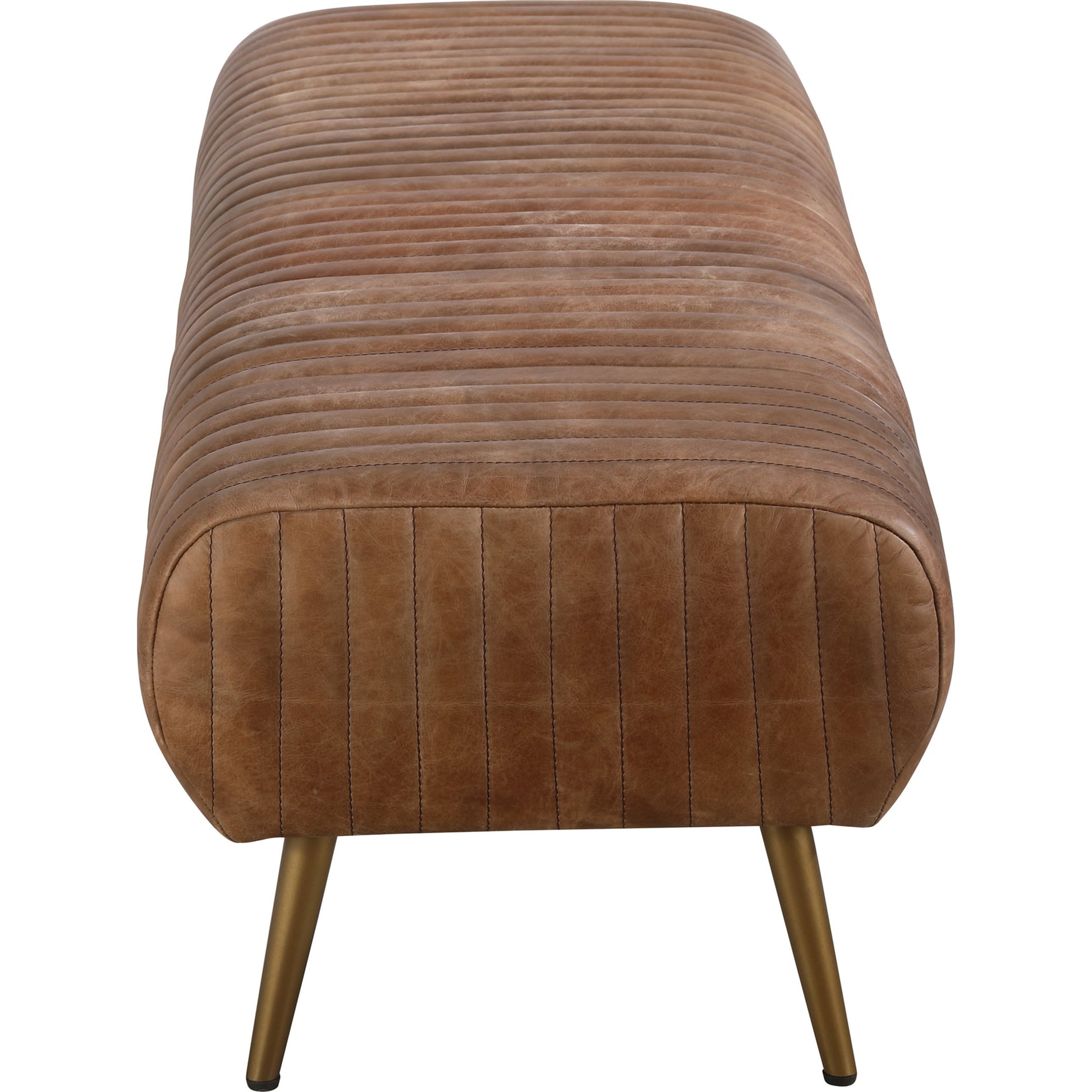 Endora Bench by Moe's Home Collection. Made from top grain leather, iron legs, foam, plywood in a modern style.
