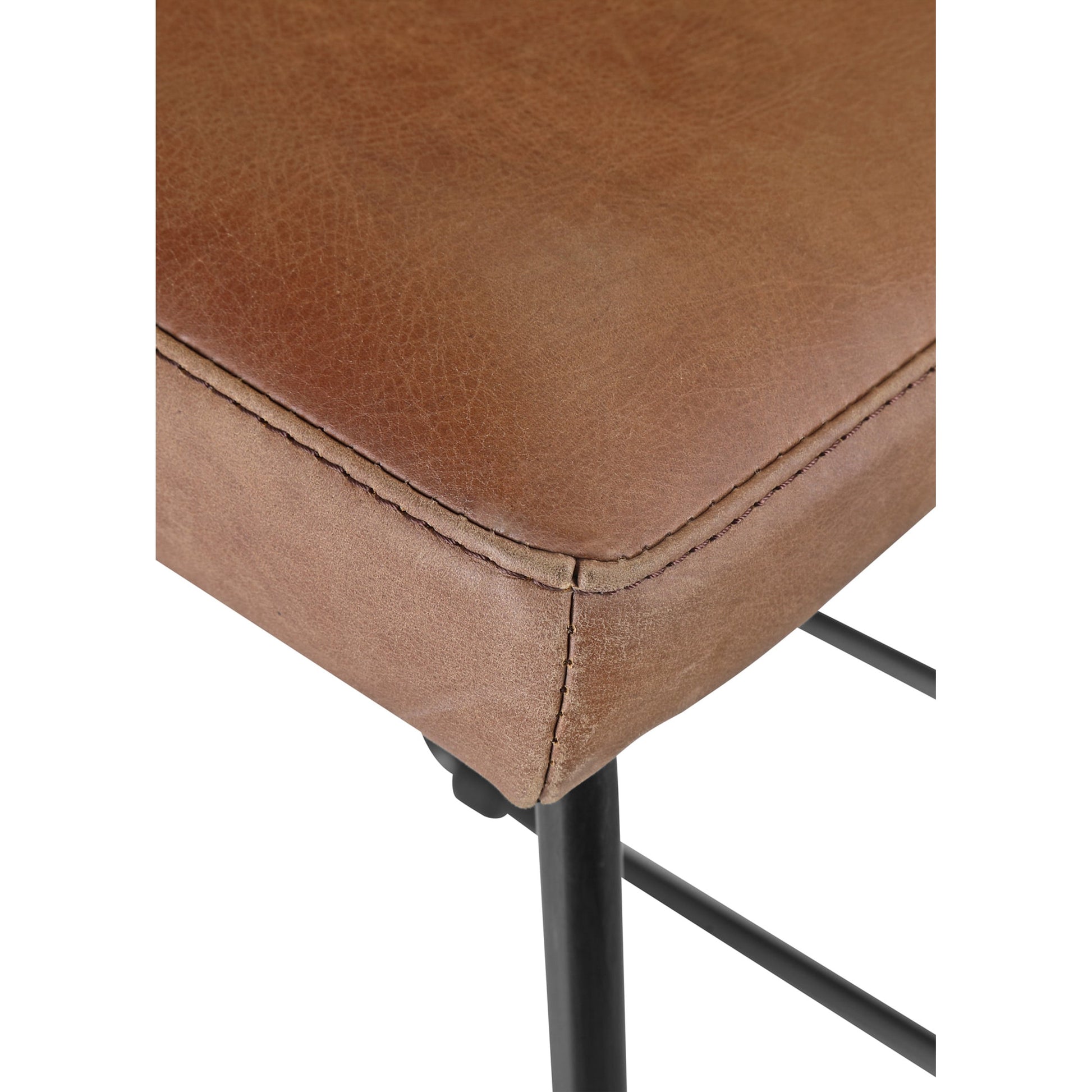 Starlet Counterstool (Set of 2) by Moe's Home Collection in cappuccino. Made from top grain leather, iron legs, foam, plywood in a rustic style.