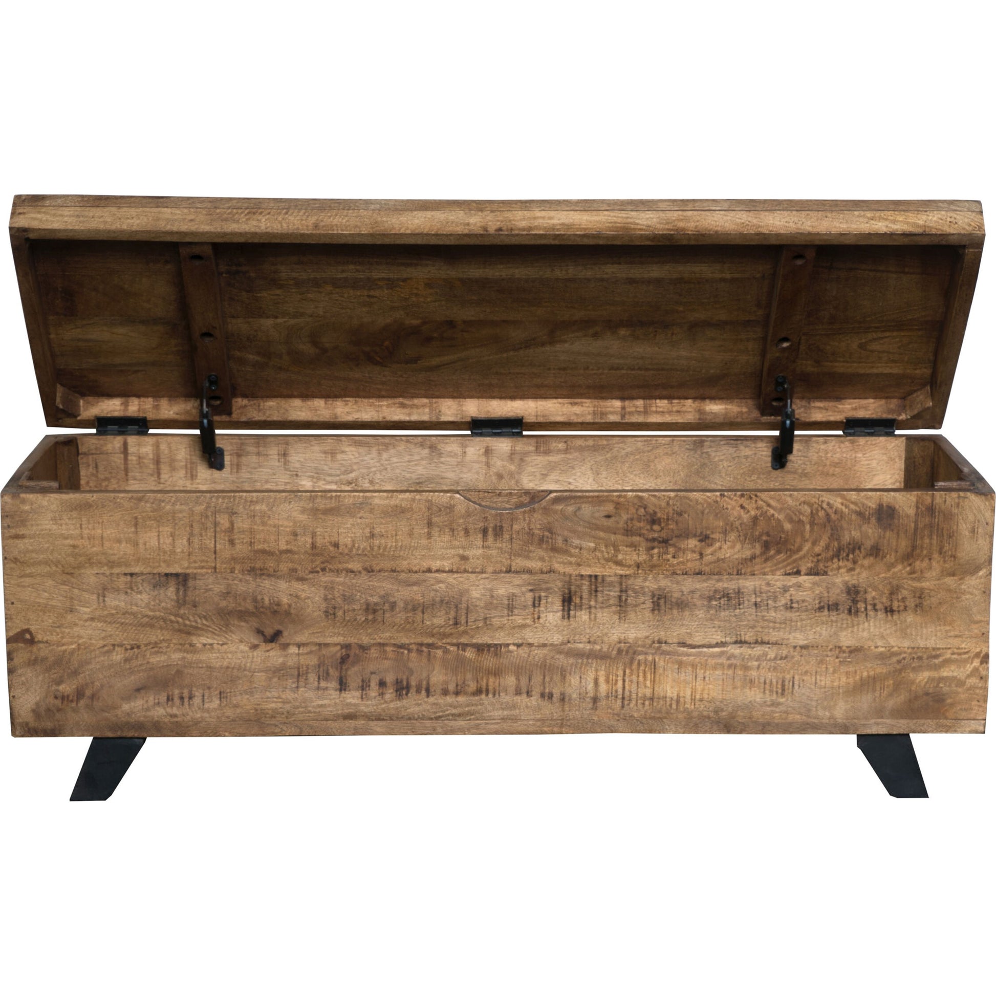 Axis Storage Trunk by Kosas Home. Made from mango wood top, iron legs in a modern style.