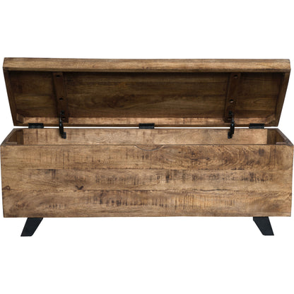 Axis Storage Trunk by Kosas Home. Made from mango wood top, iron legs in a modern style.