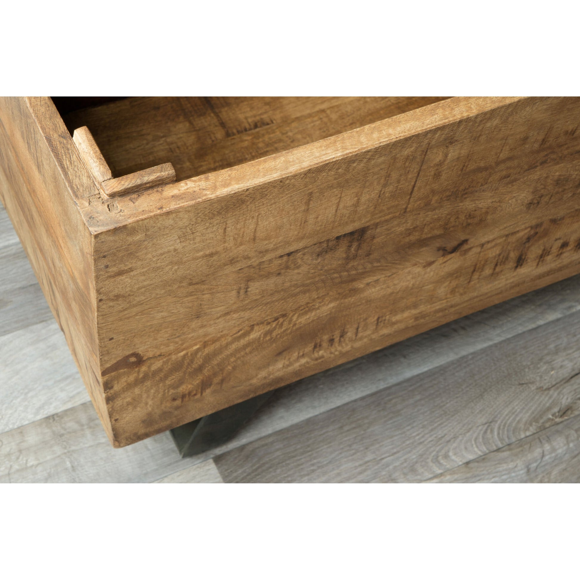 Axis Storage Trunk by Kosas Home. Made from mango wood top, iron legs in a modern style.