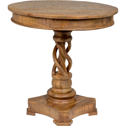 Bella Round Table by Kosas Home in honey brown. Made from mango wood in a traditional style.