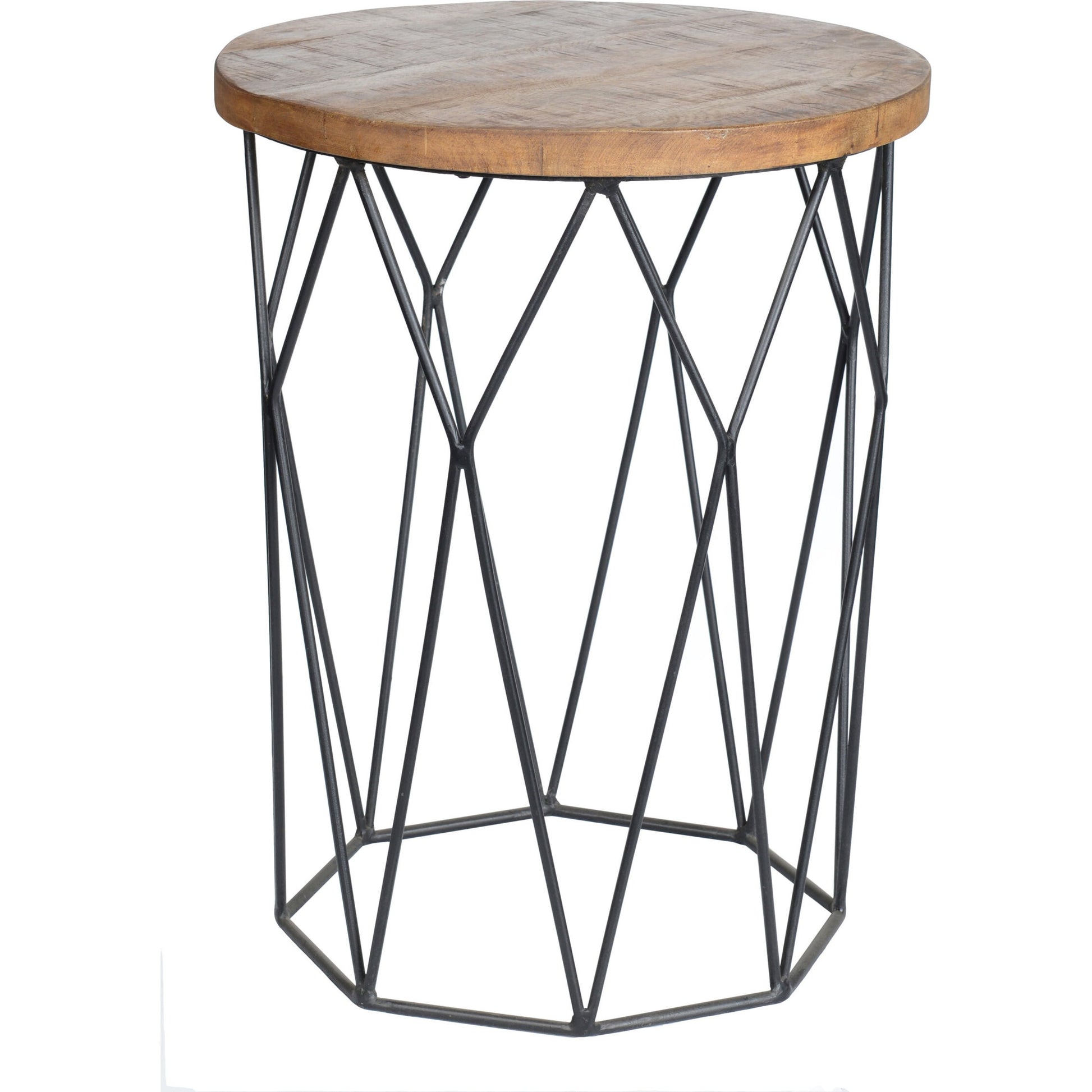 Chester End Table by Kosas Home in chestnut brown top, black finish base. Made from mango wood top, iron base in a modern style.