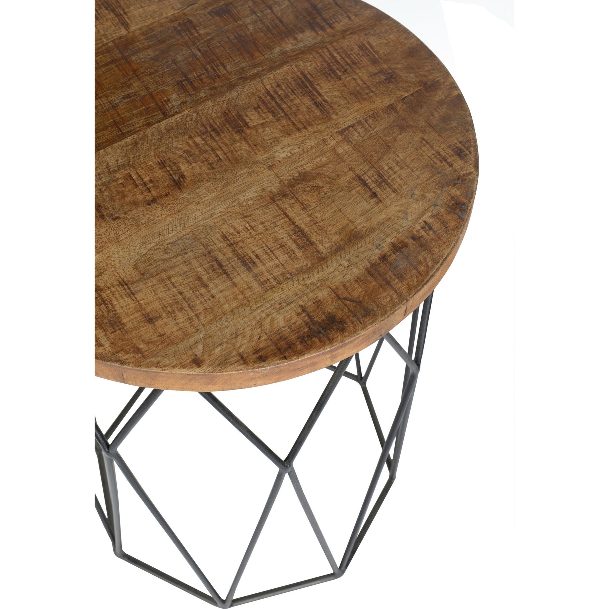 Chester End Table by Kosas Home in chestnut brown top, black finish base. Made from mango wood top, iron base in a modern style.