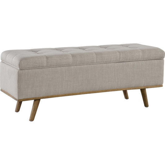 001 SR-897827 | Additional Silo | Stimpson Storage Bench by Kosas Home in french beige. Made from solid wood, upholstered in: 57% polyester, 25% viscose, 18% linen in a transitional style.