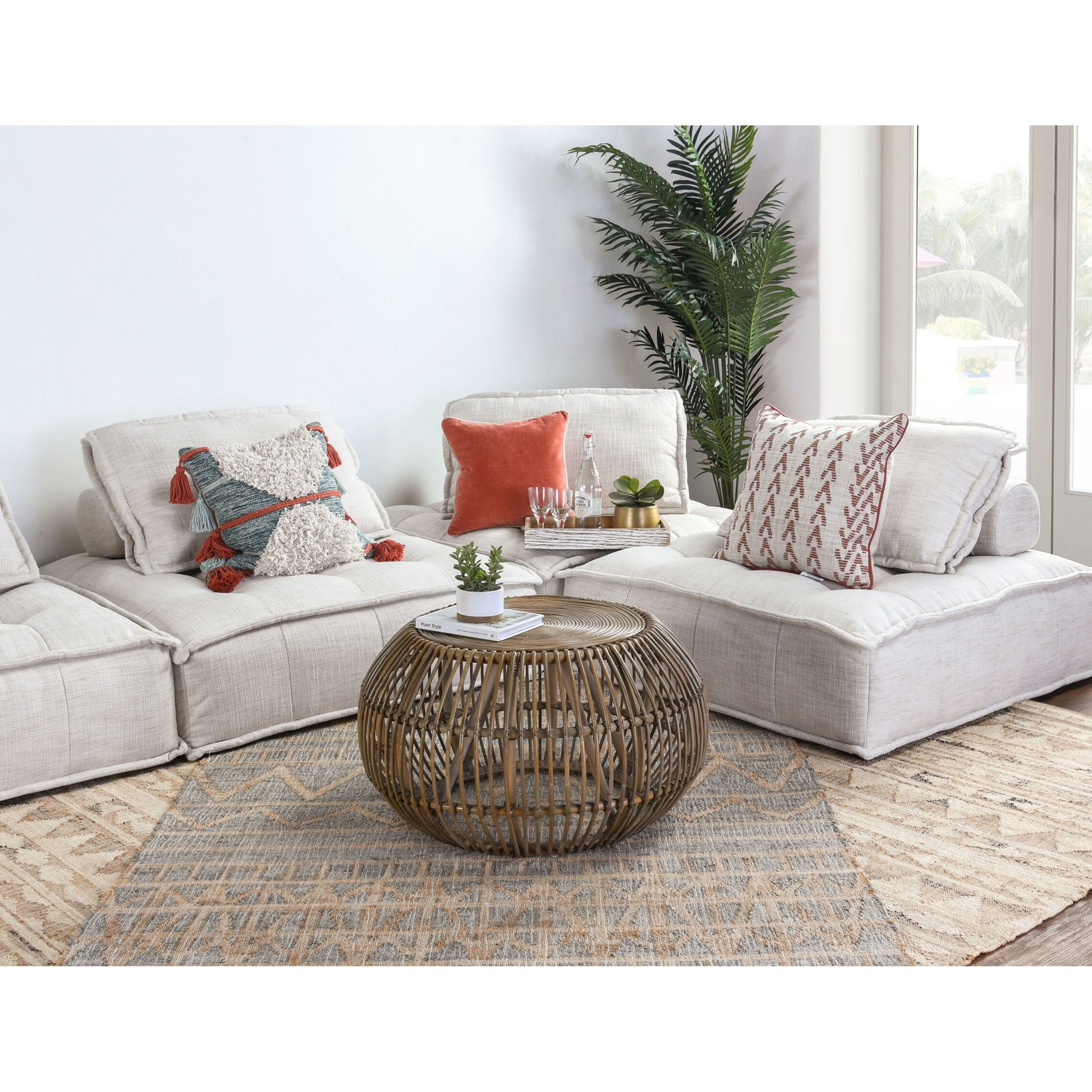 Lira Coffee Table by Kosas Home. Made from rattan subalio, jawit in a coastal style.
