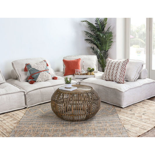 Lira Coffee Table by Kosas Home. Made from rattan subalio, jawit in a coastal style.