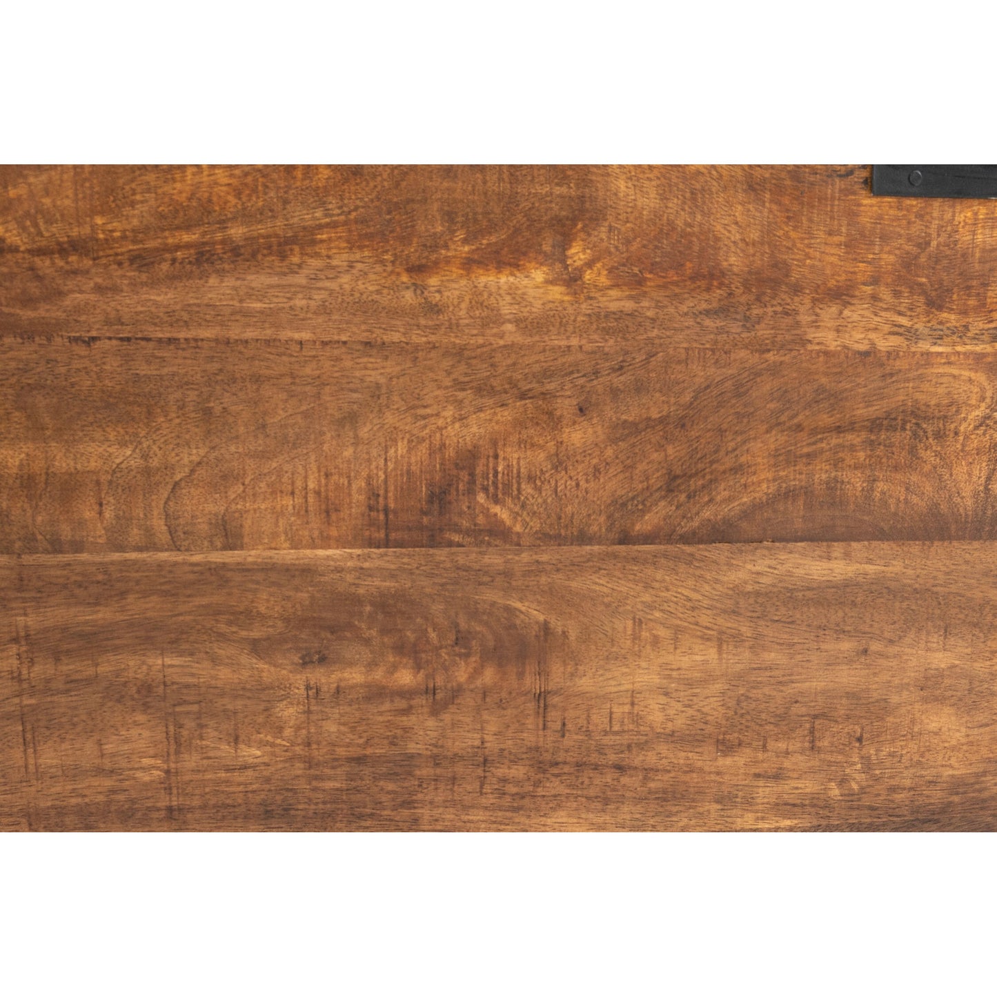 006 SR-897838 | Closeup | Zoe Storage Trunk by Kosas Home in honey brown. Made from mango wood, iron base in a rustic style.