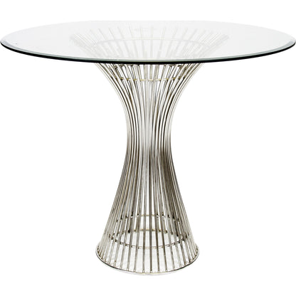 Powell Table Base by Worlds Away in gold leaf. Made from metal, glass in a modern style.