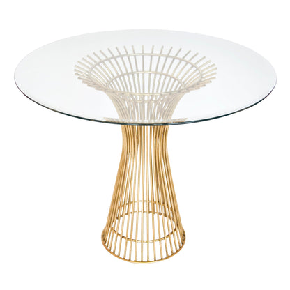 Powell Table Base by Worlds Away in gold leaf. Made from metal, glass in a modern style.