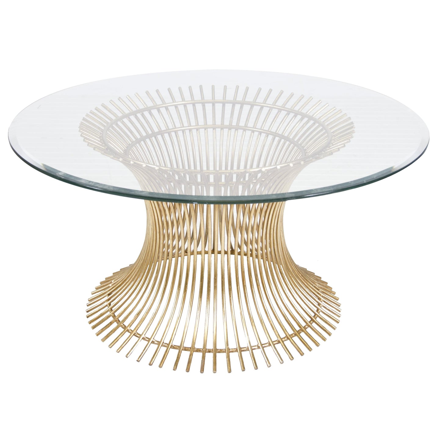 001 S-316901 | Primary Silo | Powell Coffee Table Base by Worlds Away in gold leaf. Made from metal, glass in a modern style.